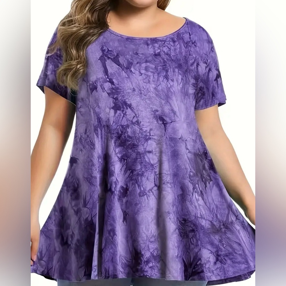 Plus Size Purple Tie-Dye Swing Tee